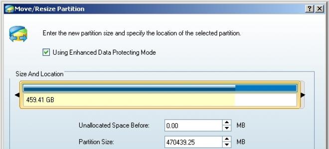 Cietā diska nodalījumu robežu pārvietošana, izmantojot MiniTool Partition Wizard Server Edition
